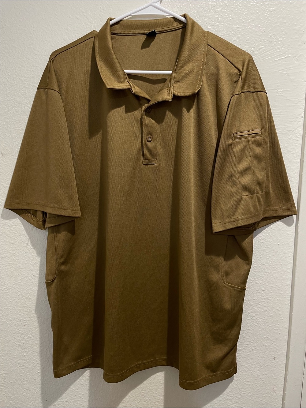 Tactical Polo Shirt Coyote Brown Tan Moisture Wicking Pen Pocket Utility Men XL